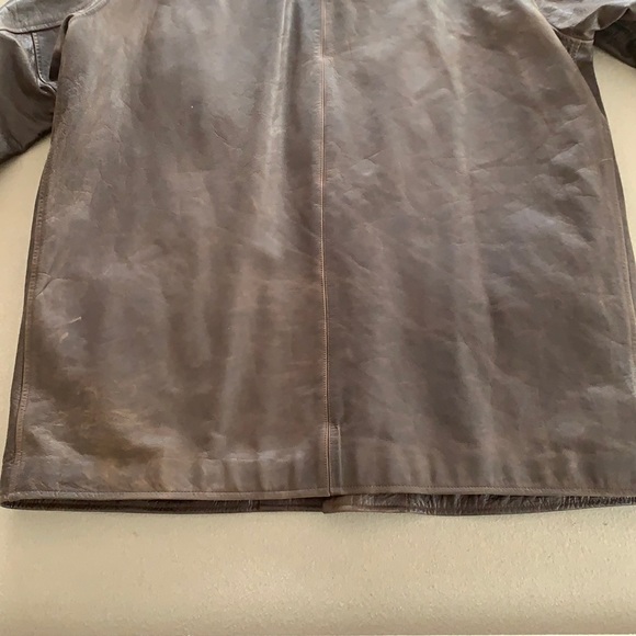 Vintage Lands End Men Leather Blazer Coat Jacket Brown Lined Wool Extra Large XL - Picture 11 of 16